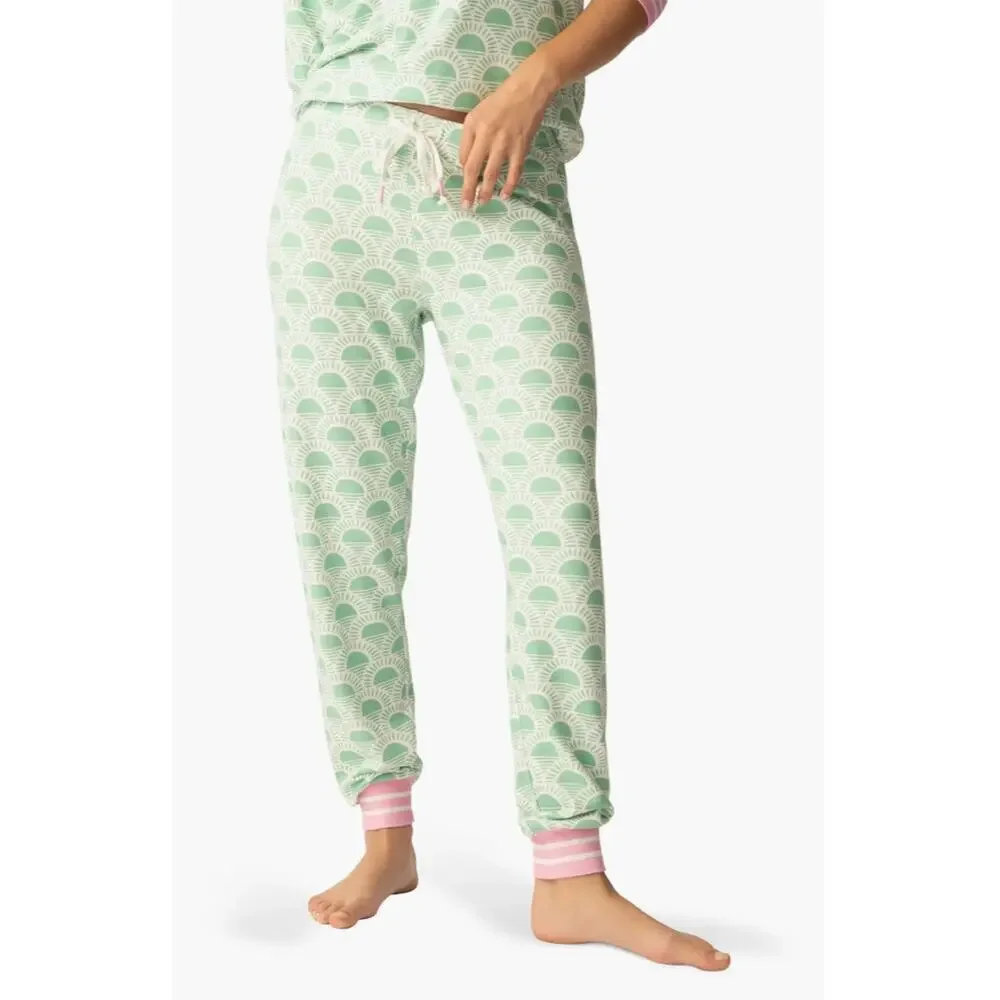 PJ Salvage Pajama Set XL Peachy Party Courtside Joggers Green NWT Lounge - Picture 2 of 6